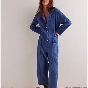 Free People Margarita Jumpsuit Size Small Color Cobalt